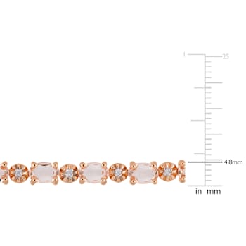 9 CT TGW Simulated Morganite and Diamond Accent Tennis Bracelet in Rose
Rhodium Over Sterling Silver