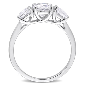 1 1/5 CT TGW Created Moissanite 3-Stone Ring in Sterling Silver