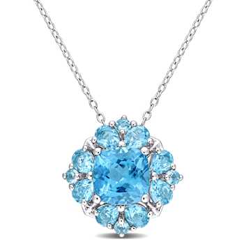 4 1/6 CT TGW Swiss Blue Topaz Quatrefoil Floral Pendant with Chain in
Sterling Silver