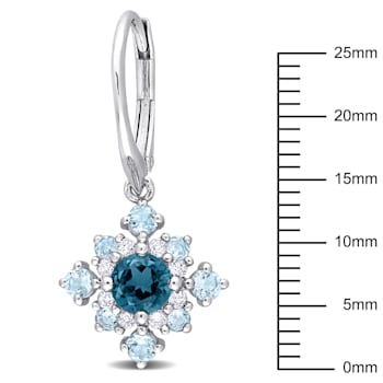 2 5/8 CT TGW London Blue, Sky Blue and White Topaz Cluster Earrings in
Sterling Silver