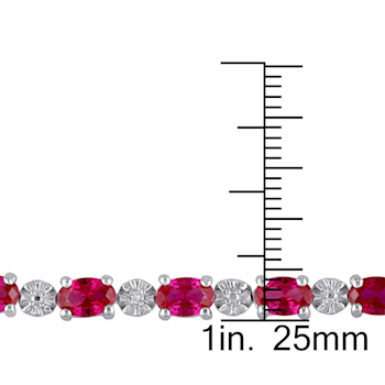13 1/2 CT TGW Created Ruby and Diamond Bracelet in Sterling Silver
