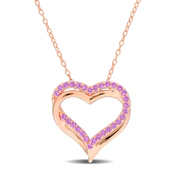 1/2 CT TGW Created Pink Sapphire Pendant with Chain in Rose Plated
Sterling Silver