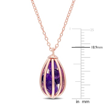 2 3/4 CT TGW Amethyst Cage Pendant with Chain in Rose Gold Plated Silver