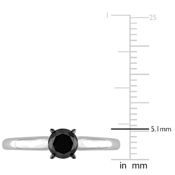 3/4 ct Black Diamond Solitaire Engagement Ring in 14K White Gold