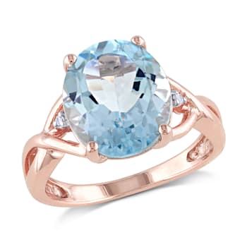 5 1/2 CT TGW Sky Blue Topaz and Diamond Accent Twist Ring in Rose Plated
Sterling Silver