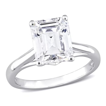 3-1/2 CT DEW Moissanite Solitaire Engagement Ring in 10K White Gold