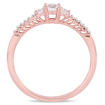 1/3 CT TGW Created White Sapphire and Diamond Accent Promise Ring in
Rose Plated Sterling Silver