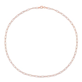 Fancy Paperclip Chain Necklace in Rose Plated Sterling Silver