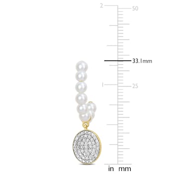 3.5-4MM Freshwater Cultured Pearl and 1/10 CT TW Diamond Drop Earrings
in 10K Yellow Gold