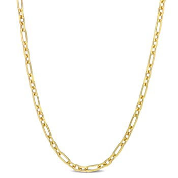 3MM Diamond Cut Figaro Chain Necklace in Yellow Plated Sterling Silver