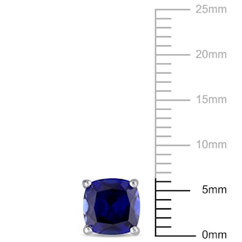 2 1/2 ct Cushion Cut Created Blue Sapphire Stud Earrings in Sterling Silver
