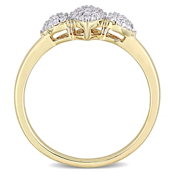 1/5ctw Diamond Marquise and Heart Shaped Cluster Ring in 18K Yellow Gold
Over Sterling Silver