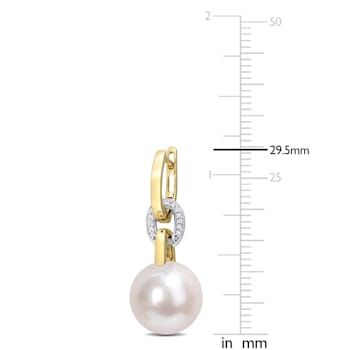 11-12MM Freshwater Cultured Pearl and 1/10 CT TW Diamond Earrings in 14K
2-Tone Gold