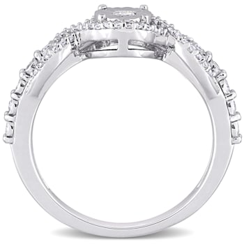 1/4 CT TW Diamond Swirl Halo Ring in Sterling Silver