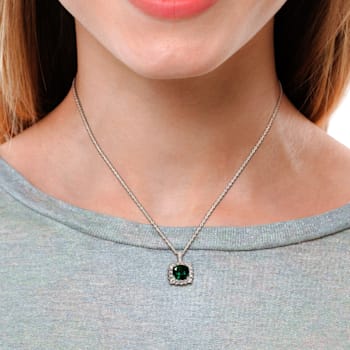 2 3/8 CT TGW Multi-Gemstones and Diamond Accent Pendant with Chain in
Sterling Silver