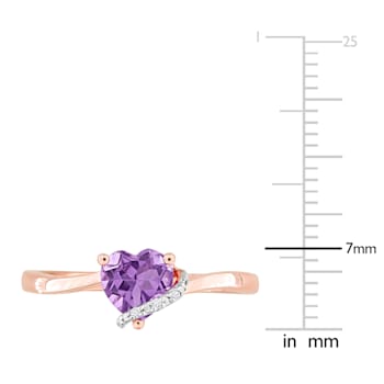 3/5 CT TGW Amethyst and Diamond Accent Heart Wrap Ring in Rose Plated
Sterling Silver