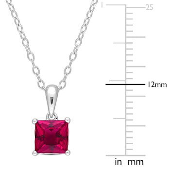 1 1/2 CT TGW Created Ruby Pendant with Chain in Sterling Silver