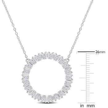 1 3/4 CT TGW Created Moissanite Open Circle Necklace in Sterling Silver