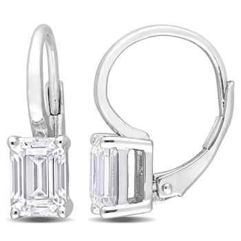 2 CT TGW Created Moissanite Drop Earrings in Sterling Silver