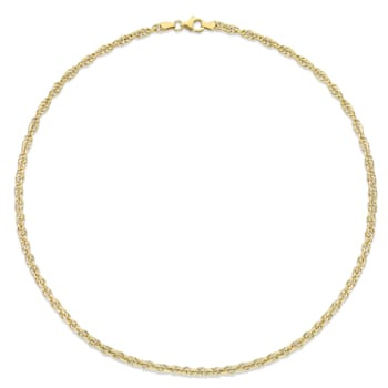 3.7MM Singapore Chain Necklace in Yellow Plated Sterling Silver