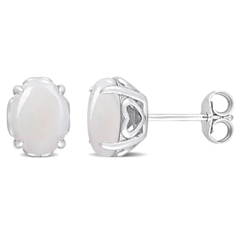 2 CT TGW Opal Stud Earrings in Sterling Silver