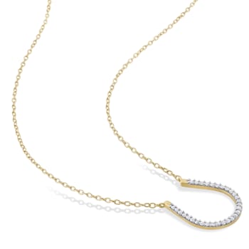 1/6ctw Diamond Horseshoe Pendant Necklace in 18K Yellow Gold Over
Sterling Silver
