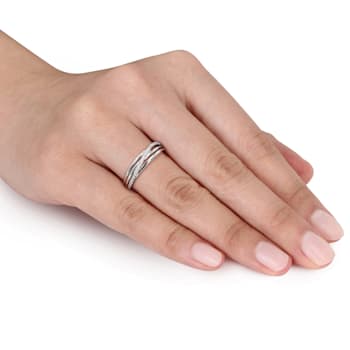 Diamond Crossover Ring in Sterling Silver