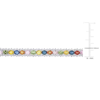8 1/5 CT TGW Multi-Color Sapphire and 2 1/5 CT TDW Diamond Tennis
Bracelet in 18K White Gold