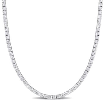 12 1/2 CT DEW Created Moissanite Tennis Necklace in Sterling Silver