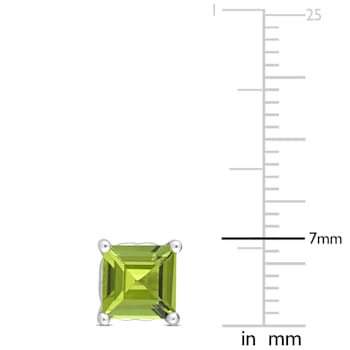 2 3/8 CT TGW Square Peridot Stud Earrings in Sterling Silver