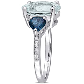 5 1/6 CT TGW Ice Aquamarine, London Blue Topaz and Diamond Accent
3-Stone Ring in Sterling Silver