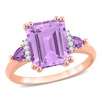 3 1/3 CT TGW Multi-Gemstones and Diamond Accent Ring in Rose Gold Plated
Sterling Silver
