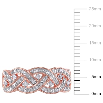 1/8ctw Diamond Braided Ring in 18K Rose Gold Over Sterling Silver