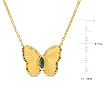 1/5 CT TGW Alexandrite Butterfly Necklace in Yellow Plated Sterling Silver