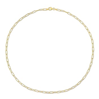 Fancy Paperclip Chain Necklace in Yellow Plated Sterling Silver