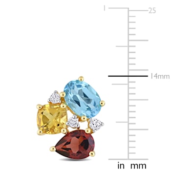 4 7/8 CT TGW Multi-Gemstones Stud Earrings in Yellow Plated Sterling Silver