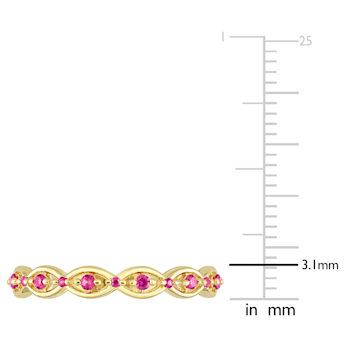 1/3 CT TGW Created Ruby Eternity Ring in Yellow Plated Sterling Silver