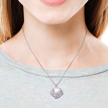12-12.5MM Freshwater Cultured Pearl and 1 5/8 CT TGW Cubic Zirconia
Pendant in Sterling Silver