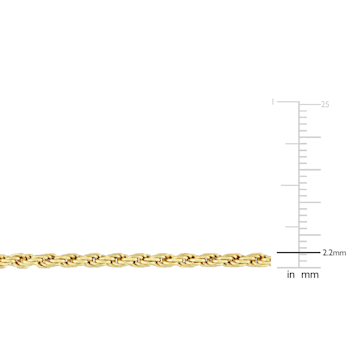 2.2MM Rope Chain Necklace in Yellow Plated Sterling Silver