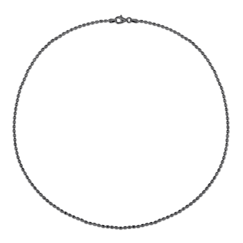 Oval Ball Chain Necklace in Black Rhodium Plated Sterling Silver