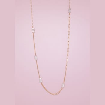 10-16.5MM Freshwater Cultured Pearl Station Necklace in 14K Yellow Gold
Over Sterling Silver