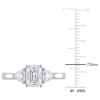 1 5/8 CT TGW Created Moissanite 3-Stone Ring in Sterling Silver