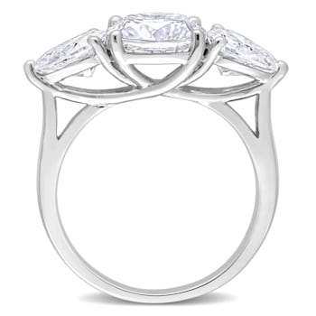 4 5/8 CT TGW Created Moissanite 3-Stone Ring in Sterling Silver