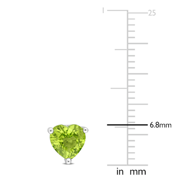1 5/8 CT TGW Heart Shape Peridot Stud Earrings in Sterling Silver