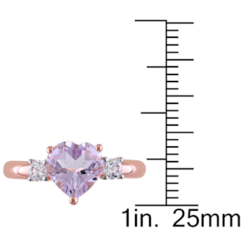 2 CT TGW Rose de France and Created White Sapphire Heart Ring in 18K
Rose Gold Over Sterling Silver