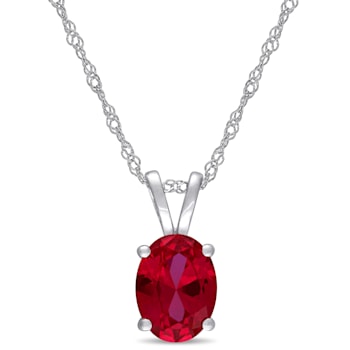 2 CT TGW Created Ruby Solitaire Pendant with Chain in 10K Gold