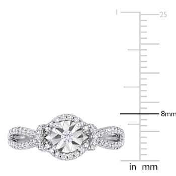 1/3 CT TW Diamond Crossover Engagement Ring in Sterling Silver