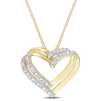 1/5ctw Diamond Open Heart Pendant with Chain in 18K Yellow Gold Over
Sterling Silver