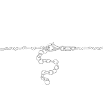 White Enamel Heart Link Necklace in Stelring Silver