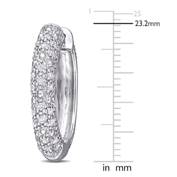 1/2 CT TW Diamond Hoop Earrings in Sterling Silver